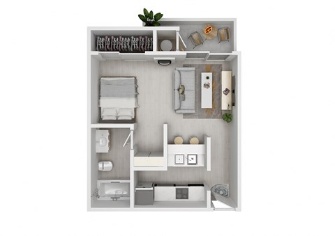 Floor plan for studio, 1 bath, 409 sqft
